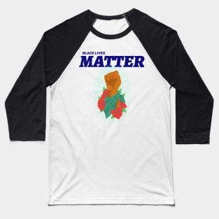 Black Lives Matter Floral Raised Fist Baseball T-Shirt